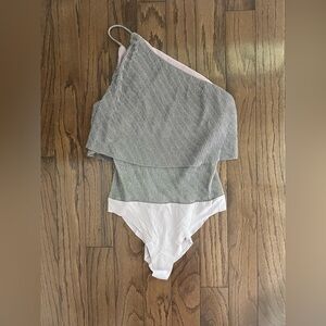 Bershka Night Out Metallic One Shoulder Bodysuit